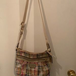 Authentic coach pastel plaid crossbody